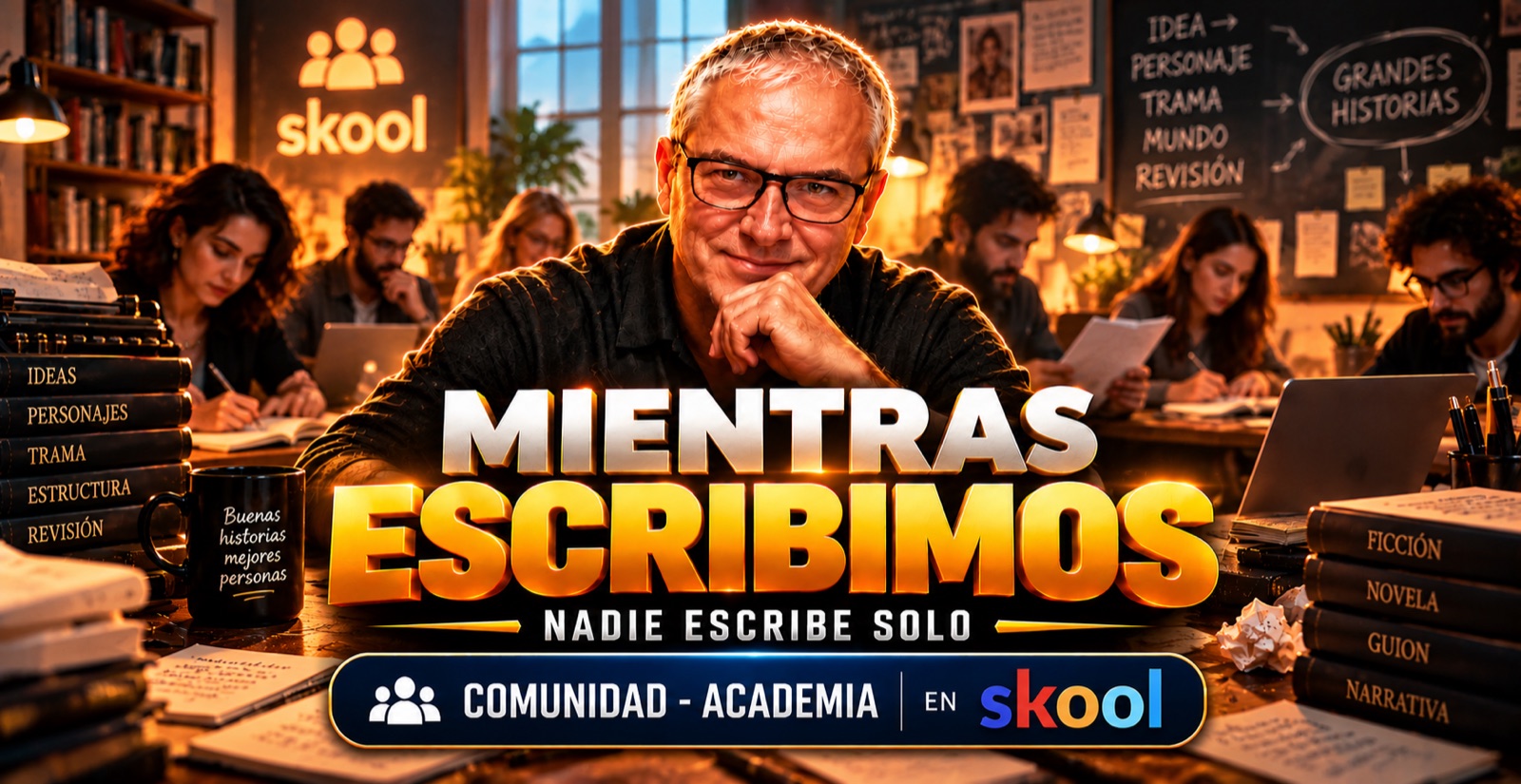 Mientras Escribimos · Nadie escribe solo — comunidad y academia en Skool
